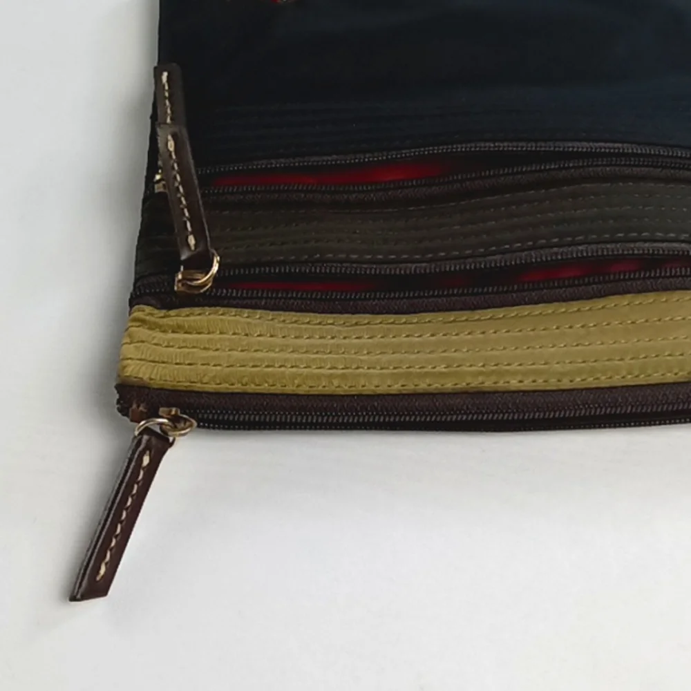 Dooney & Bourke Black and Olive Green Wristlet Clutch